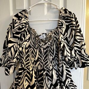 Soft Spot Black and White Zebra Print Top